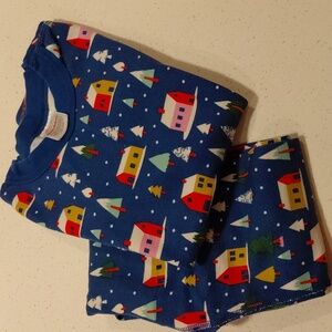 Hanna Andersson Blue Pajama Set with Colorful Houses